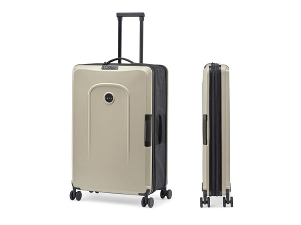 senz° foldaway large check in trolley off white