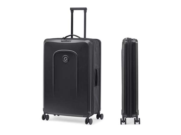 senz° foldaway large check in trolley pure black
